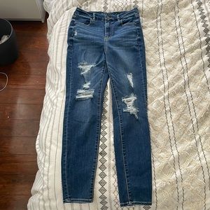 American Eagle Curvy Dark Blue Denim High Waisted Jeggings, size 10 regular